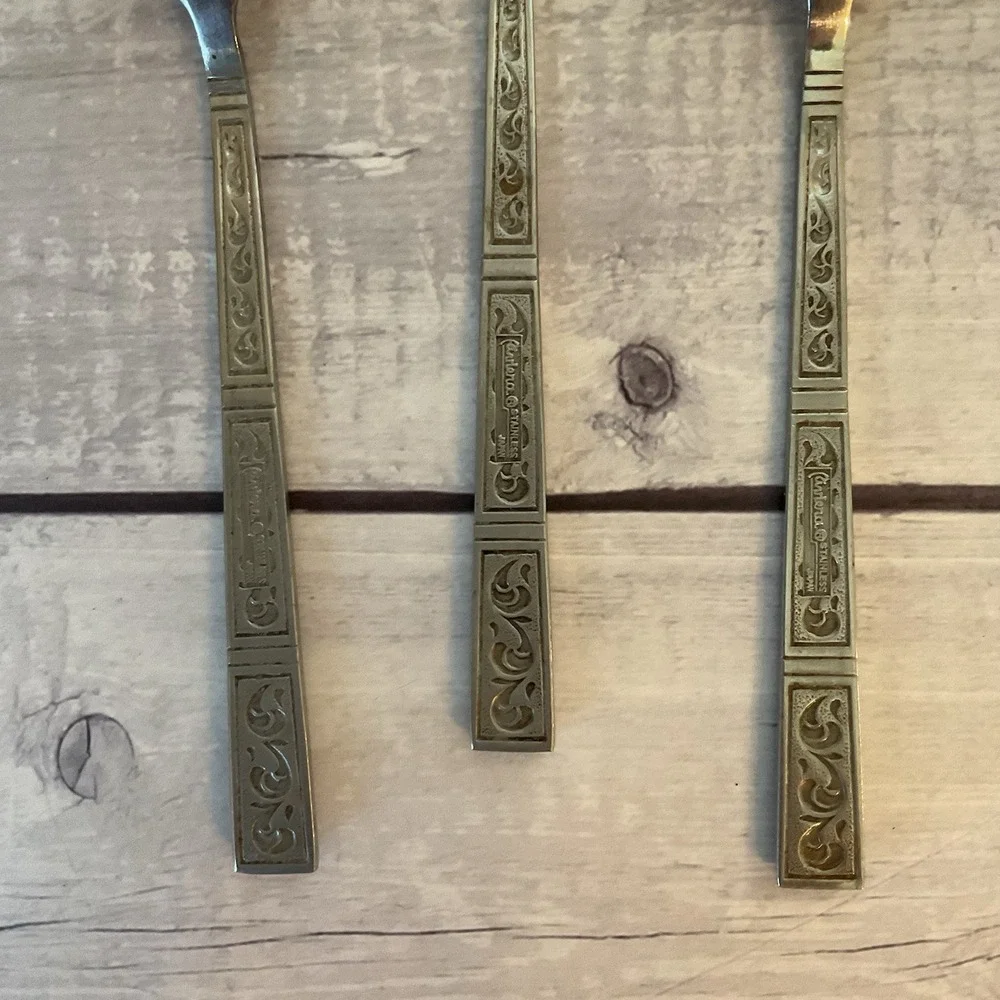Riviera RIF4 Stainless Flatware Japan Set Of 5 Oval Place Spoons MCM Vintage